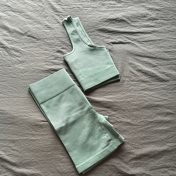 Mint Green Ribbed Two-Piece Set - Picture 5 of 5